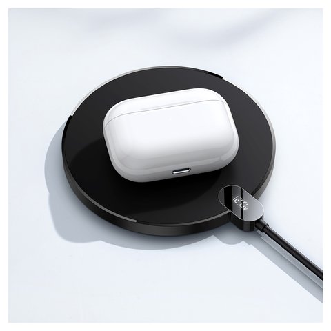 Беспроводное зарядное устройство Baseus Digital LED Display Gen 2, черное, USB тип-C, 15 Вт, с дисплеем, #CCED000001 Превью 2