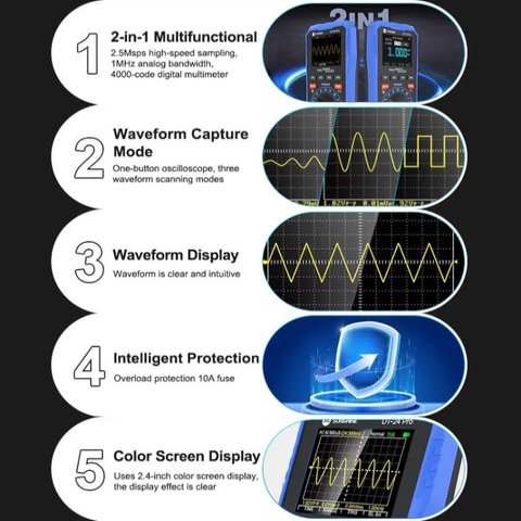 Мультиметр Sunshine DT-24 Pro, цифровий, з осцилографом Прев'ю 7