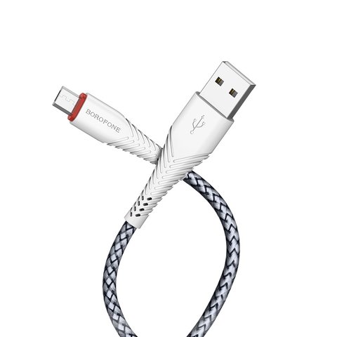 USB кабель Borofone BX25, USB тип-A, micro-USB тип-B, 100 см, 2,4 А, белый, #6931474703484 Превью 1
