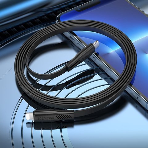 USB кабель Borofone BX85, USB тип-C, Lightning, 100 см, 20 Вт, 3 A, черный, PD, #6974443387056 Превью 1