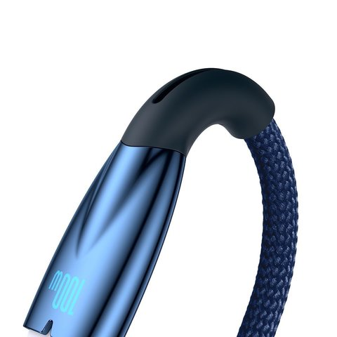 USB кабель Baseus Glimmer, USB тип-C, USB тип-A, 100 см, 100 Вт, синий, в нейлоновой оплетке, #CADH000403 Превью 2