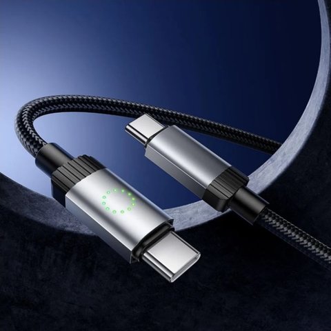 USB кабель Hoco X117, 2xUSB тип-C, 100 см, 60 Вт, черный, с индикатором, в нейлоновой оплетке, #6942007652582 Превью 2