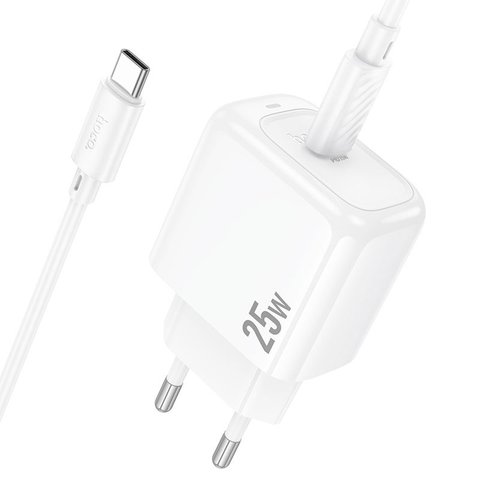 Мережевий зарядний пристрій Hoco CS53A, 25 Вт, Power Delivery (PD), білий, з кабелем USB тип-C до USB тип-C, 1 порт, #6942007631501 Прев'ю 4