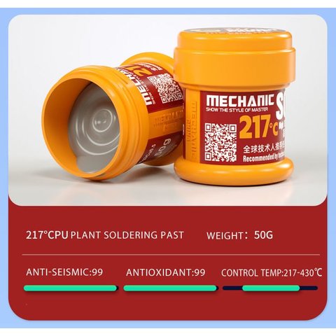 Pasta BGA Mechanic GW50, sin plomo, 217 °C, 50 g Vista previa  1