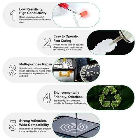 Conductive Varnish RELIFE HW31, (0,5 ml, silver conductive paint) Preview 5