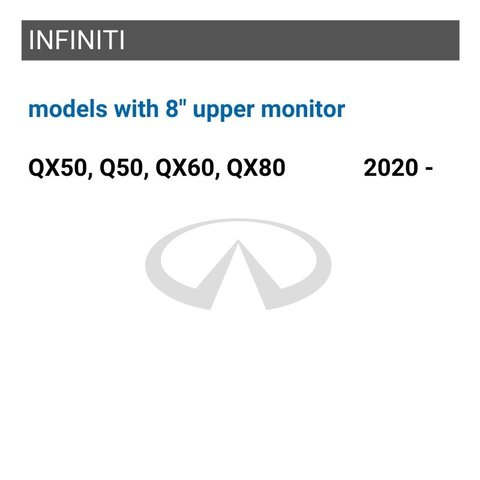 Interfaz de video para Infiniti QX50 / Q50 / QX60 /QX80 modelos 2020 con pantalla superior (8 pulgadas) Vista previa  1