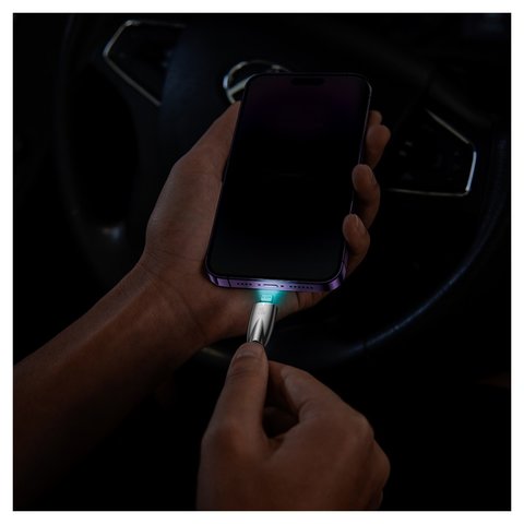 USB кабель Baseus Glimmer, USB тип-C, Lightning, 100 см, 20 Вт, черный, с индикатором, в нейлоновой оплетке, #CADH000001 Превью 3