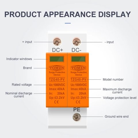 Устройства защиты от импульсных перенапряжений TOMZN TZG40-PV, 2P, 600 В, PV Превью 6
